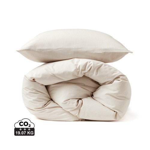 VINGA Montgomery premium katoenen beddengoed. 4-delige set. beige, wit