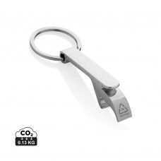 RCS flesopener sleutelhanger van gerecycleerde zinklegering, zilver