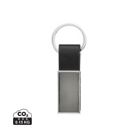 Schicker PU Schlüsselanhänger aus RCS recyc. Zinklegierung, schwarz