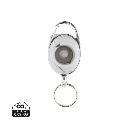 Roller clip sleutelhanger gemaakt van RCS gerecycled plastic, wit