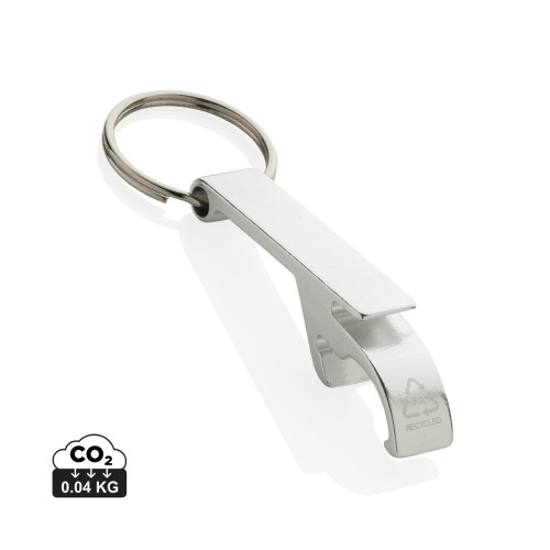 Flaschen- und Dosenöffner aus RCS recyceltem Aluminium, silber