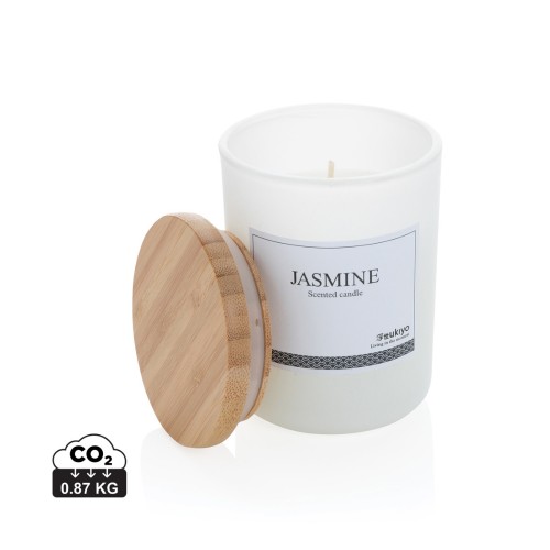 Ukiyo Deluxe parfümierte Kerze mit Bambusdeckel, weiß Ukiyo Deluxe parfümierte Kerze mit Bambusdeckel, weiß