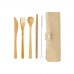 Reusable bamboo travel cutlery set, white