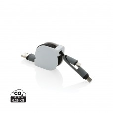 3-in-1 kabel met oprolmechanisme, zwart