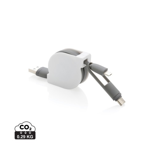 3-in-1 kabel met oprolmechanisme, grijs