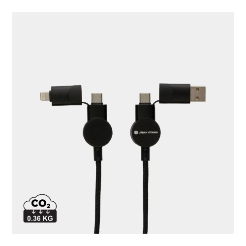 Oakland 1.2meter RCS rplastic 6-in-1 fast charging 45W kabel, zwart