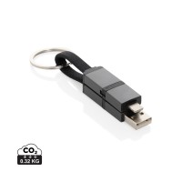 Terra 4-in-1 Schnellladekabel für den Schlüsselbund aus rAlu, grau