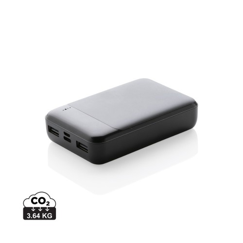 RCS standaard recycled plastic 10.000 mAh powerbank, zwart
