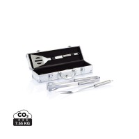3 pcs barbecue set in aluminium box. silver, black