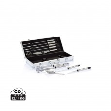 12 pcs barbecue set in aluminium box. silver, black