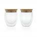 Dubbelwandig borosilicaatglas met bamboe deksel 250ml set, transparant