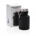 Leakproof collapsible silicone bottle with lid, black