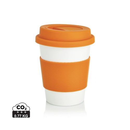 ECO PLA Kaffeebecher. orange, weiß ECO PLA Kaffeebecher. orange, weiß