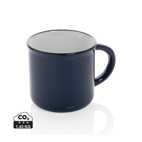 Vintage keramische mok 280 ml, donkerblauw