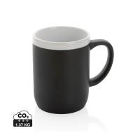 Ceramic mug with white rim 300ml. black, white