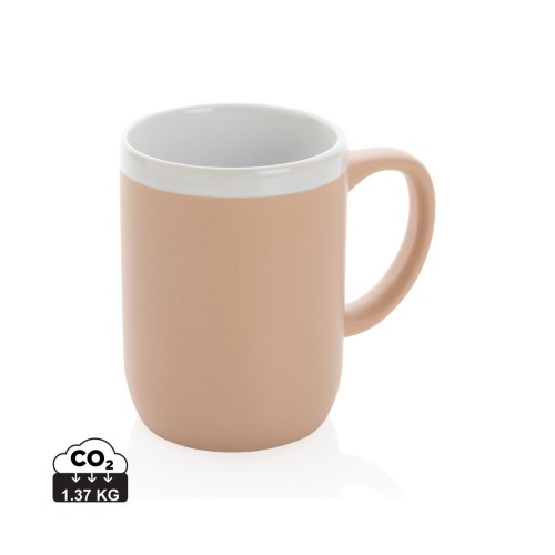 Ceramic mug with white rim 300ml. brown, white
