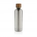 Wood Vakuumflasche aus RCS recyceltem Stainless-Steel, silber
