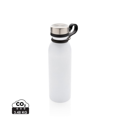 Copper vacuum insulated bottle with carry loop, white