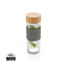 Impact dubbelwandige borosilicaat glazen drinkfles. transparant, grijs