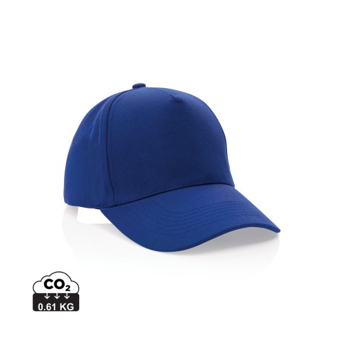 Impact 5 Panel Kappe aus 280gr rCotton mit AWARE™ Tracer, blau Impact 5 Panel Kappe aus 280gr rCotton mit AWARE™ Tracer, blau