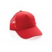 Impact AWARE™ Brushed rcotton 5 panel trucker cap 190gr, red