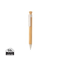 Bambus Stift mit Wheatstraw-Clip, weiß
