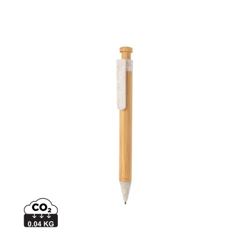 Bambus Stift mit Wheatstraw-Clip, weiß