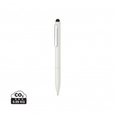 Kymi RCS-gecertificeerde gerecycled aluminium pen met stylus, wit