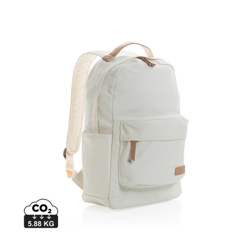 Impact AWARE™ 16 oz. recycled canvas laptop rugzak, gebroken wit Impact AWARE™ 16 oz. recycled canvas laptop rugzak, gebroken wit