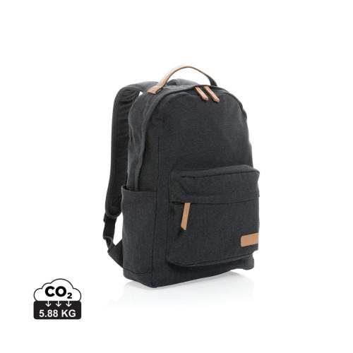 Impact AWARE™ 16 oz. recycled canvas laptop rugzak, zwart