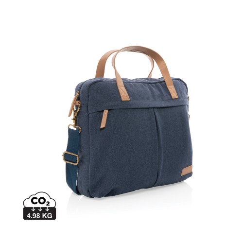 Impact AWARE™ 16 oz. recycled canvas laptop bag, blue