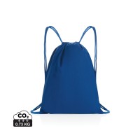 Impact AWARE™ gerecycled katoenen rugzak met trekkoord 145gr, blauw
