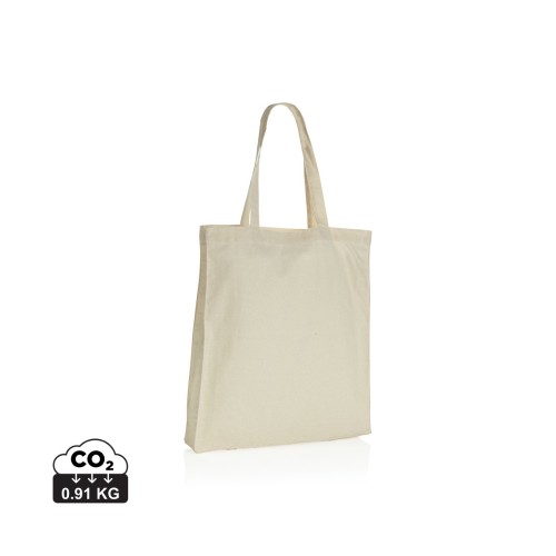 Impact AWARE™ gerecycled katoenen draagtas met bodem 145gsm, gebroken wit