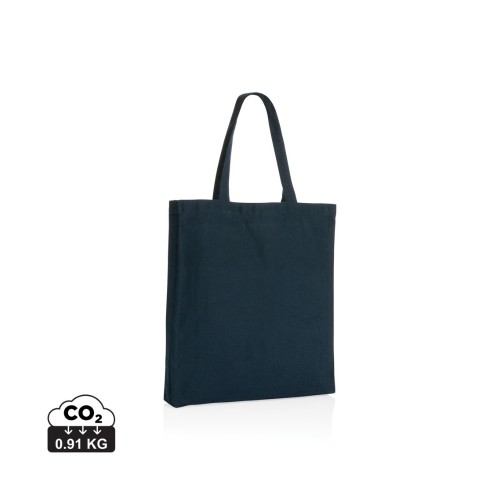 Impact AWARE™ gerecycled katoenen draagtas met bodem 145gsm, donkerblauw