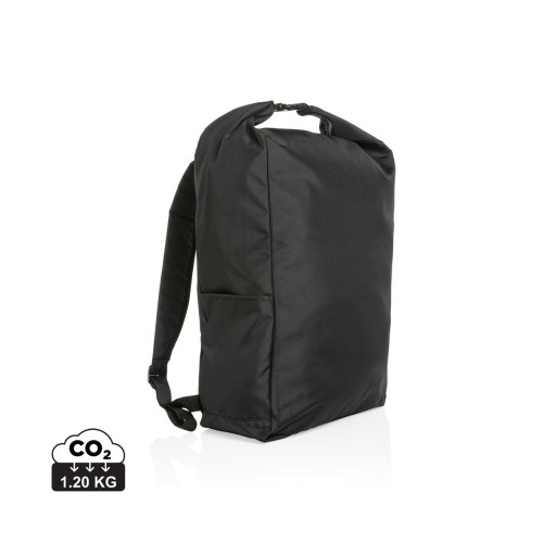 Impact AWARE™ RPET lichtgewicht rolltop rugzak, zwart