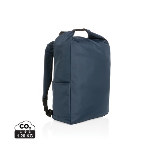 Impact AWARE™ RPET lichtgewicht rolltop rugzak, donkerblauw