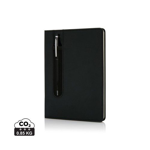 Basic Hardcover PU A5 Notizbuch mit Stylus-Stift, schwarz Basic Hardcover PU A5 Notizbuch mit Stylus-Stift, schwarz