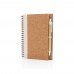 Cork spiral notebook with pen, white