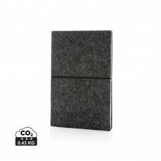 A5-Softcover-Notizbuch aus GRS zertifiert recyceltem Filz, schwarz