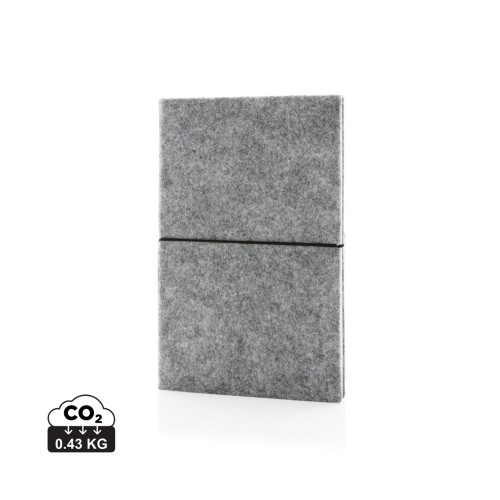 A5-Softcover-Notizbuch aus GRS zertifiert recyceltem Filz, grau A5-Softcover-Notizbuch aus GRS zertifiert recyceltem Filz, grau