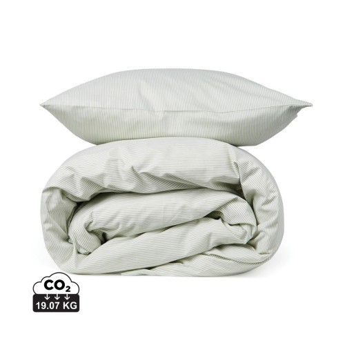 VINGA Montgomery premium katoenen beddengoed. 4-delige set. groen, wit