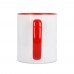 Mok subli Oslo gekleurde binnenkant & handvat 300ml, Wit / Rood