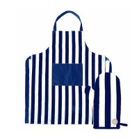 Sagaform Aron Apron & BBQ Glove Set, White / Blue
