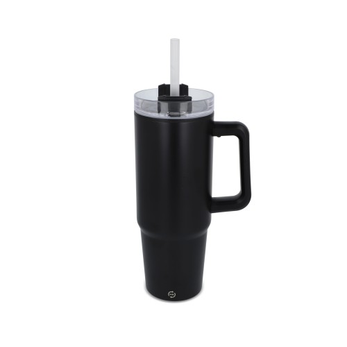 Miami mug with handle and straw 800ml, Black