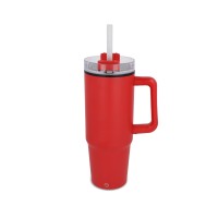 Miami mug with handle and straw 800ml, Red