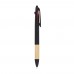 3-kleuren pen met bamboe grip, Zwart