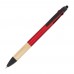 3-colour pen with bamboo grip, Red