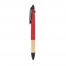 3-colour pen with bamboo grip, Red
