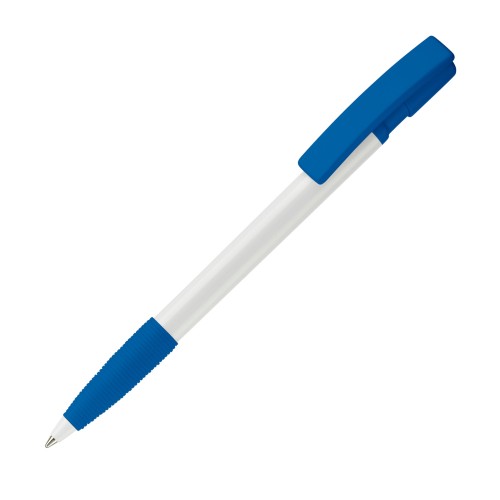 Nash ball pen rubber grip hardcolour, White / Royal Blue