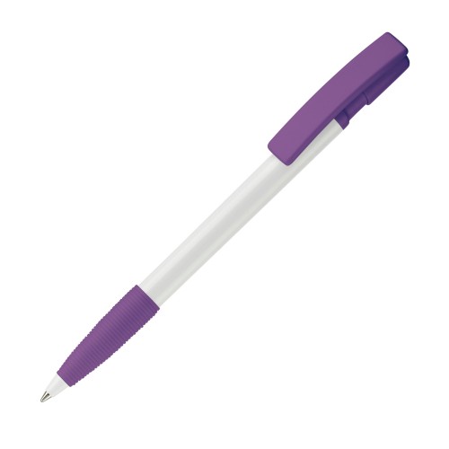 Nash ball pen rubber grip hardcolour, White / Purple